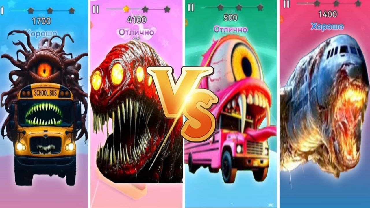 🚍 School Bus Monster P3 vs 🚂 Train Eater vs 🚌 School Bus Monster vs ☁️ Infected SKY
