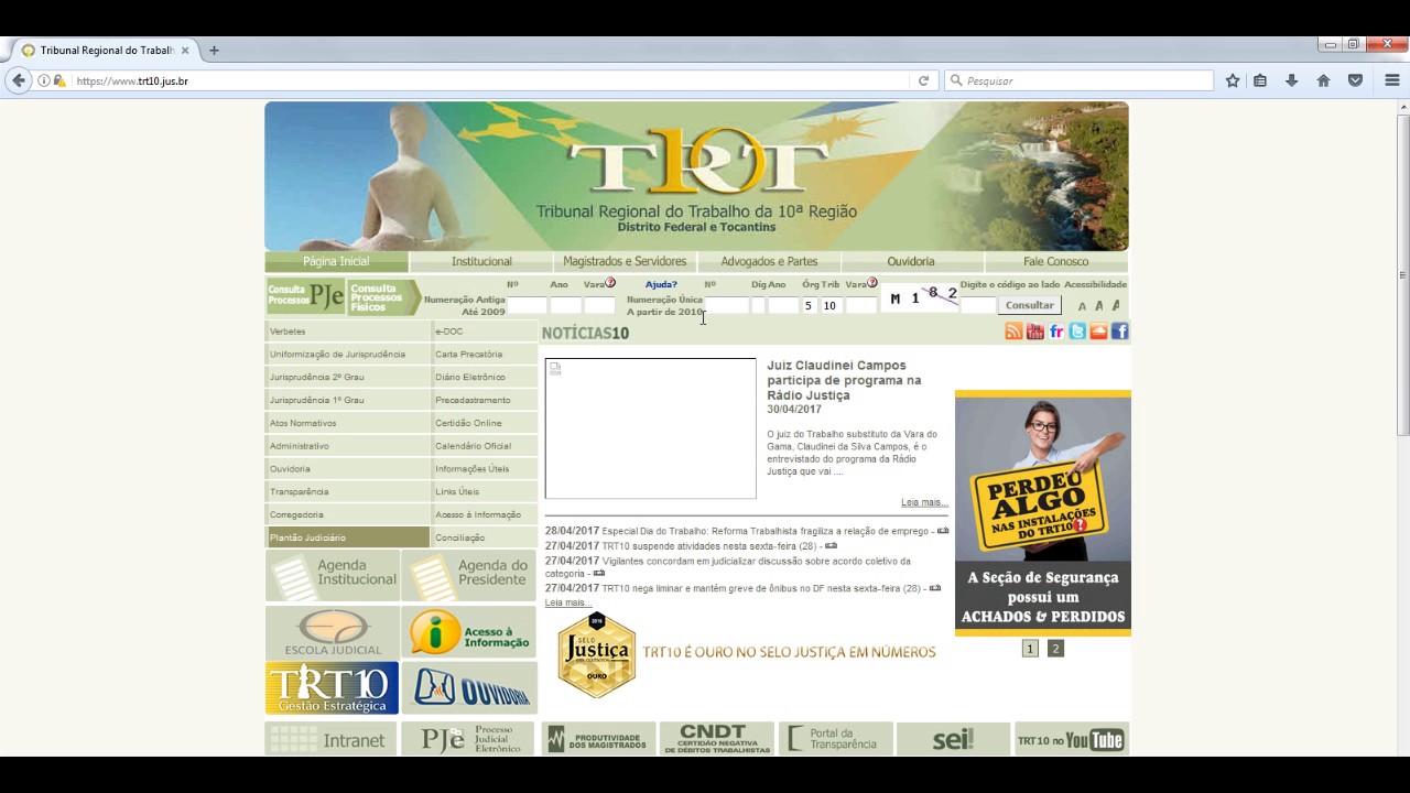 Tutorial | Consulta de Processo - TRT Distrito Federal