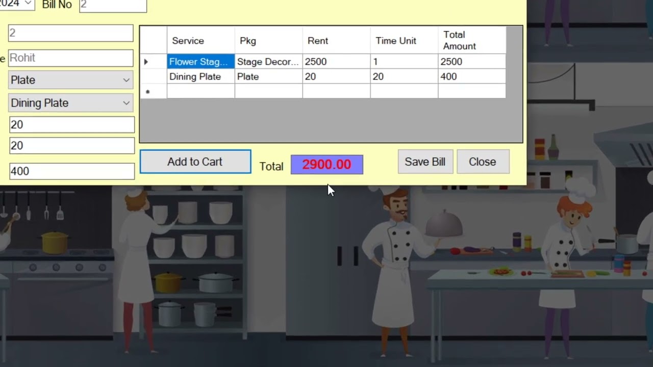 Caterers Management System VB Dot Net 2010 Project with source code only at 300/-