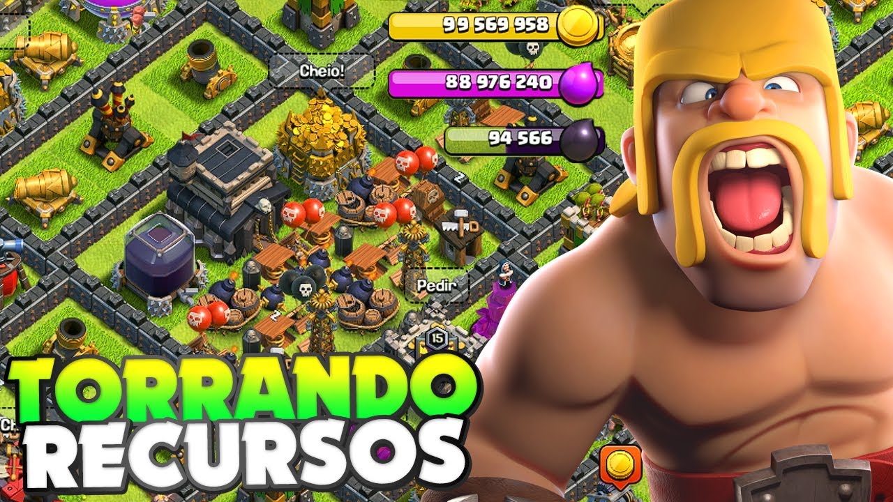 TORRANDO MILHÕES DE RECURSOS EM MINHA CV9 NO CLASH OF CLANS!!