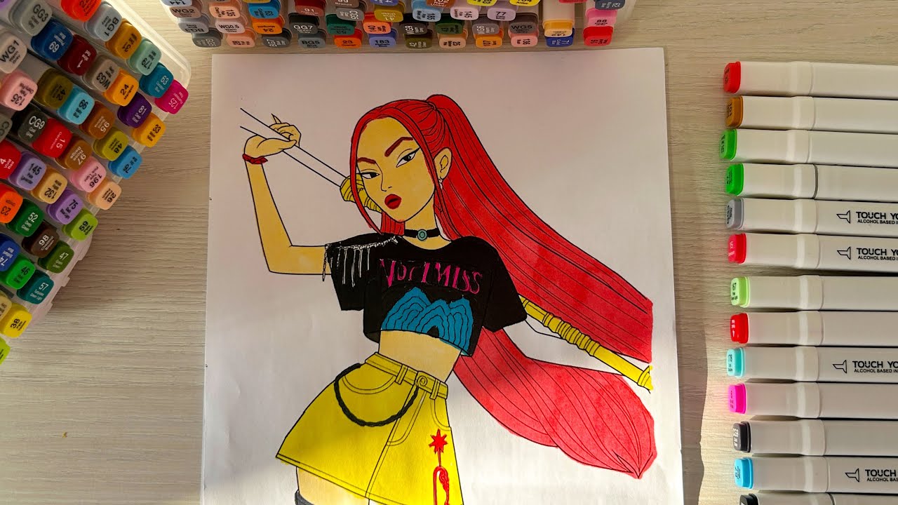 Coloring page .Kpop Demon Hunters & Mira