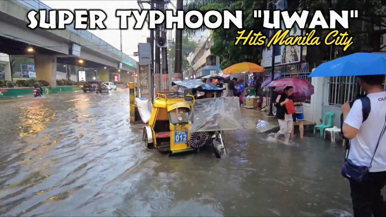 UPDATE!!! SUPER TYPHOON UWAN | HITS MANILA CITY | 4K |  WALKTOUR