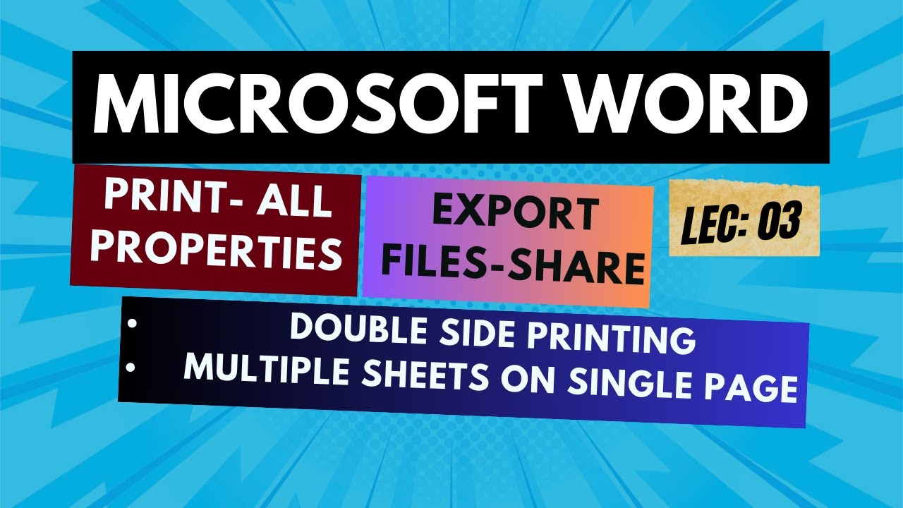 03- Microsoft Word Printing | Share | Page Setup | Export options in detail