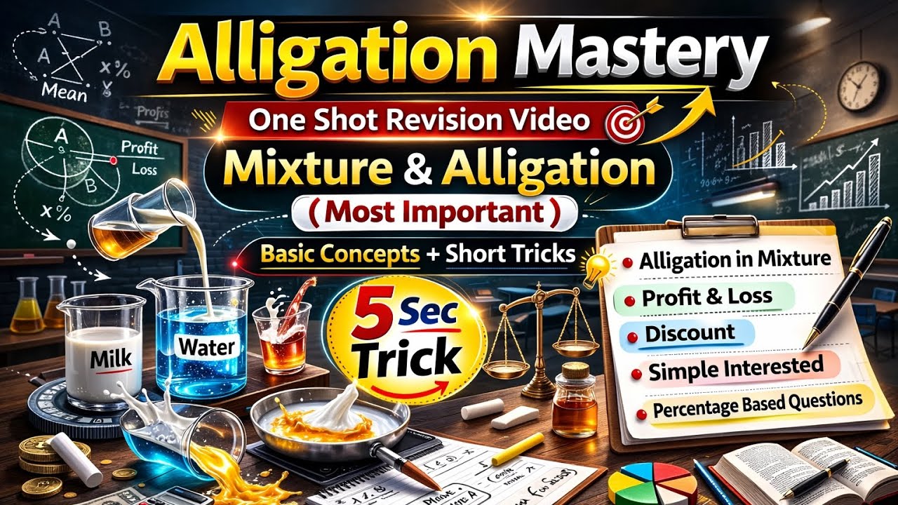 Alligation One Shot ✅ Basic Concept + Short Tricks | Mixture & Alligation | All govt Exam
