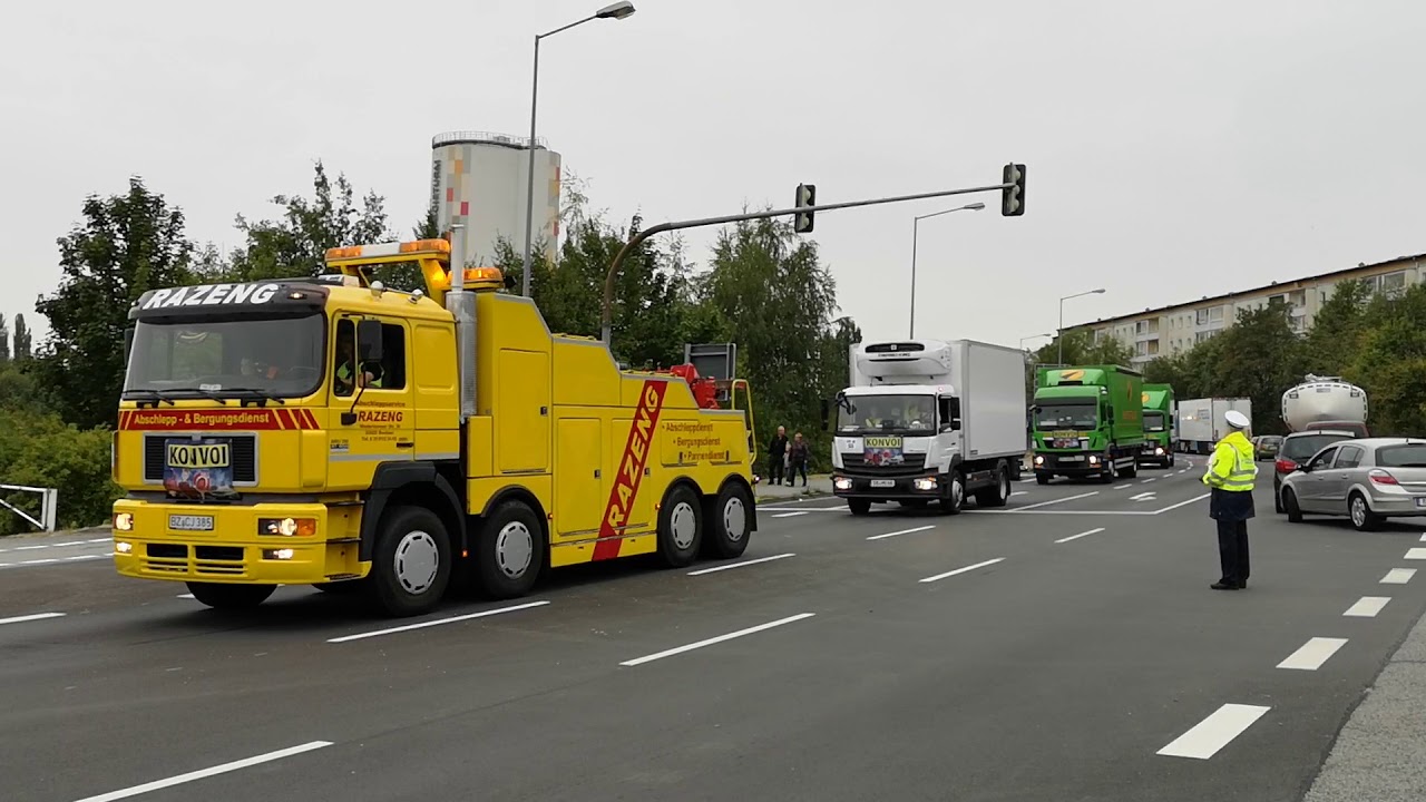 Konvoifahrt mit 130 Lkws durch Bautzen