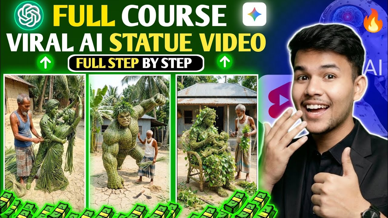 😱🌿 Leaves statue AI video Kaise Banaye |Create AI Leaves statue making video | Using AI for Free 🔥 
