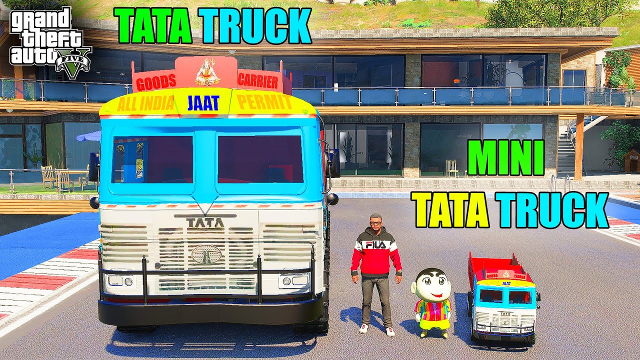 Franklin TATA TRUCK VS Shinchan Mini TATA TRUCK in GTA 5 || JNK GAMER