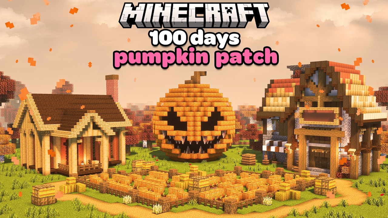 Я потратил 100 дней на строительство уютной тыквенной грядки в Minecraft (осень)