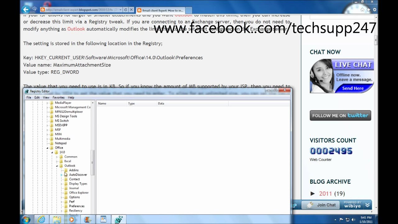 How to increase attachment size limit in Outlook 2010