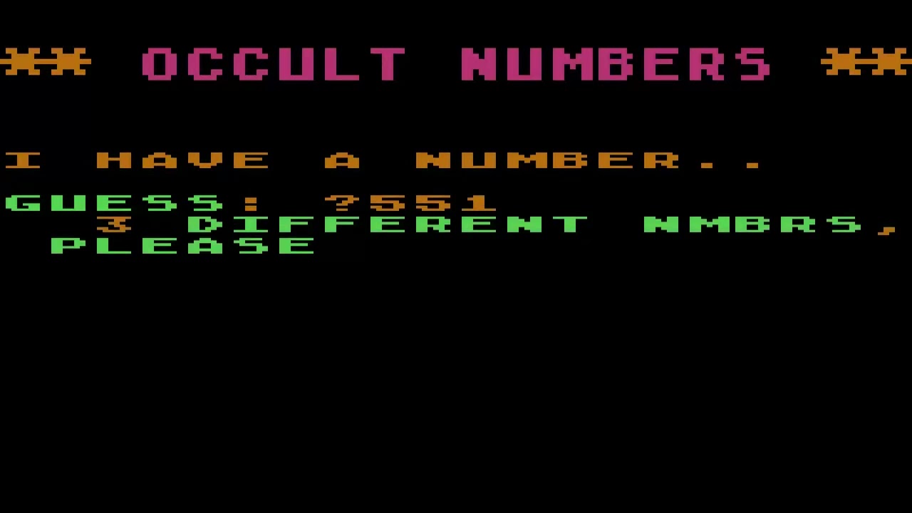 ATARI 8BIT XL XE Occult Numbers By John R Kelley,Erace In 1983 GUESS 400 800 600 1200 1400 1450 ATAR