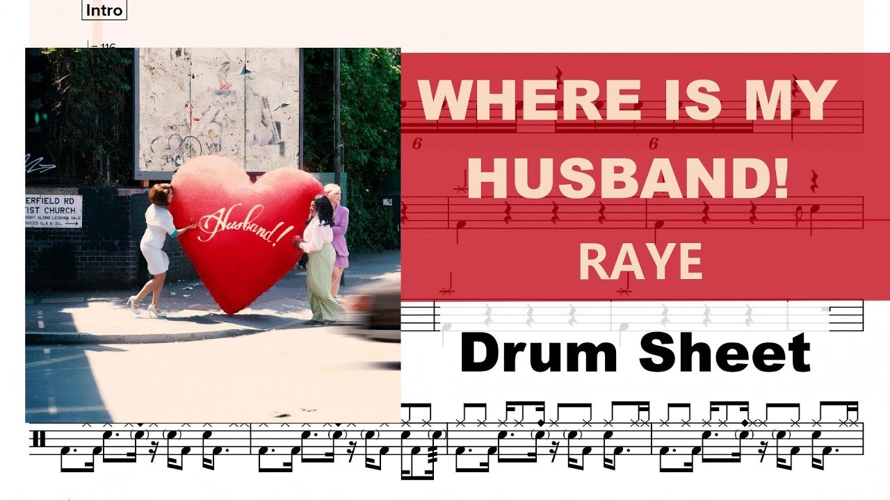 RAYE – WHERE IS MY HUSBAND! | Animated Drum Sheet (Upper Intermediate Groove Drum Cover)