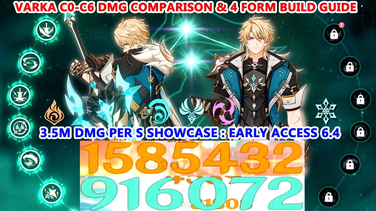 Varka C0-C6 DMG Comparison & 4 Form Build Guide | 3.5M DMG Per S Showcase : Early Access 6.4