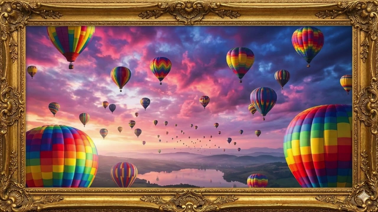 Look up! Hot air balloons TV Frame Art : screensaver : Arte de TV de globo aerostático