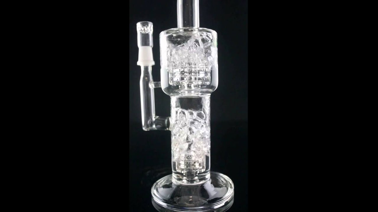 Krave Glass 2 Chambered Double Stereo Matrix Perc with Bent Neck