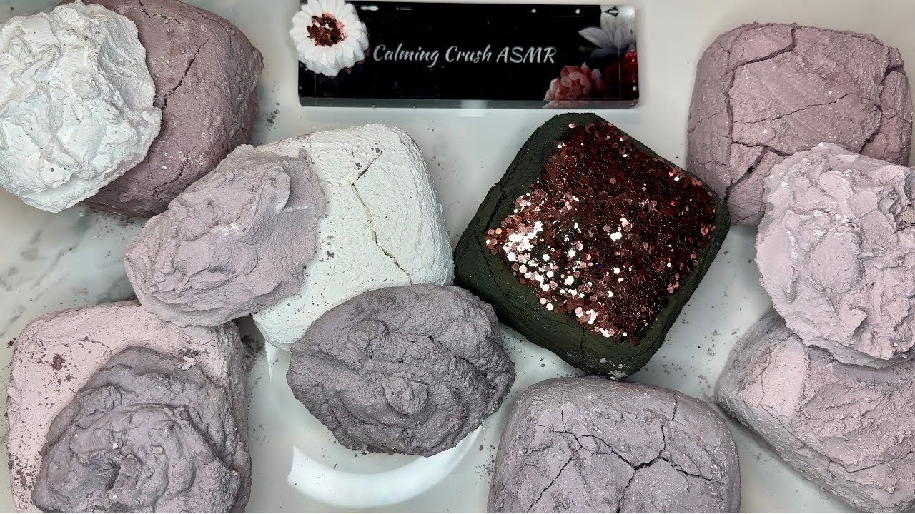 3 of 7 | 7 Pasted Surprise Bombs with Reformed Gym Chalk | Black Chalk Crushing ASMR | Timestamps