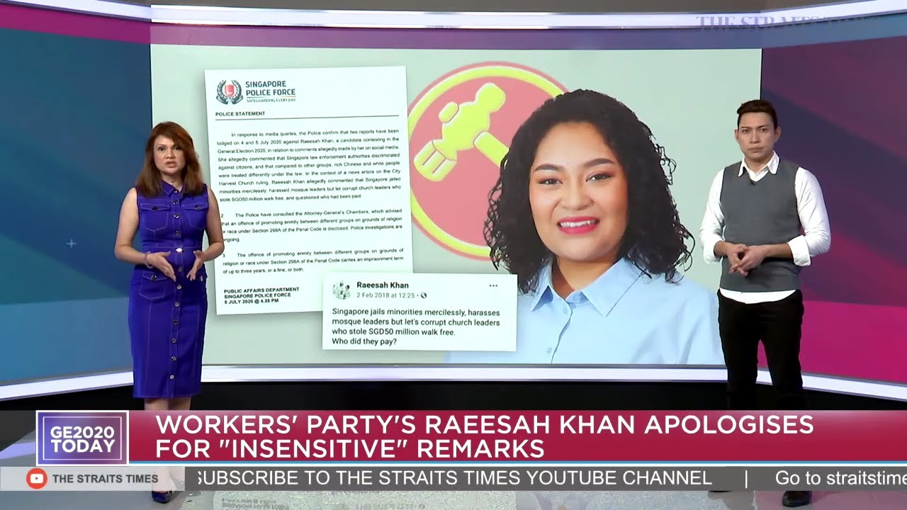 WP's Raeesah Khan apologises for insensitive remarks | GE2020 TODAY