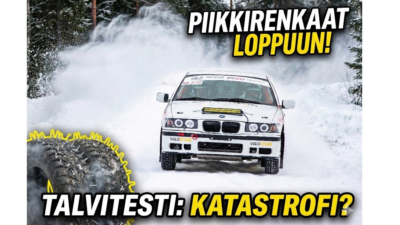 2026 eka talvitesti. Piikkirenkaat aivan kaljuna!! #ralli #rally #e36 #bmw