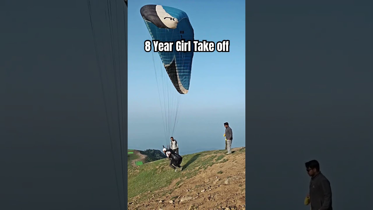 8-Year-Old Girl Take off, Her First Solo Paragliding Flight! 🪂💪
