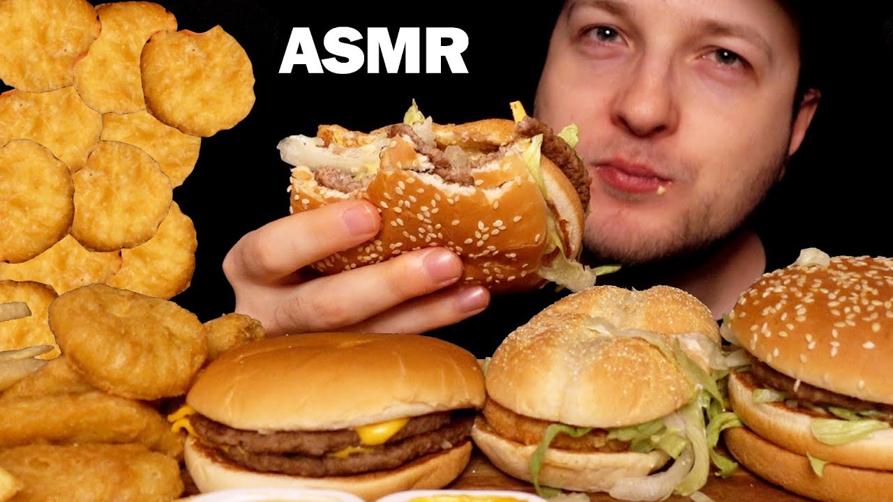 ASMR MOST POPULAR FOOD AT MCDONALDS BIG MAC, MC CHICKEN, NUGGETS, FRIES, DOUBLE CHEESEBURGER MUKBANG