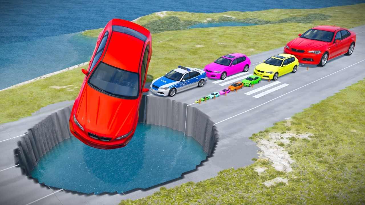 БОЛЬШИЕ И МАЛЕНЬКИЕ МАШИНЫ против ГИГАНТСКОЙ ЯМЫ #221 - BeamNG.drive Ninja BeamNG !