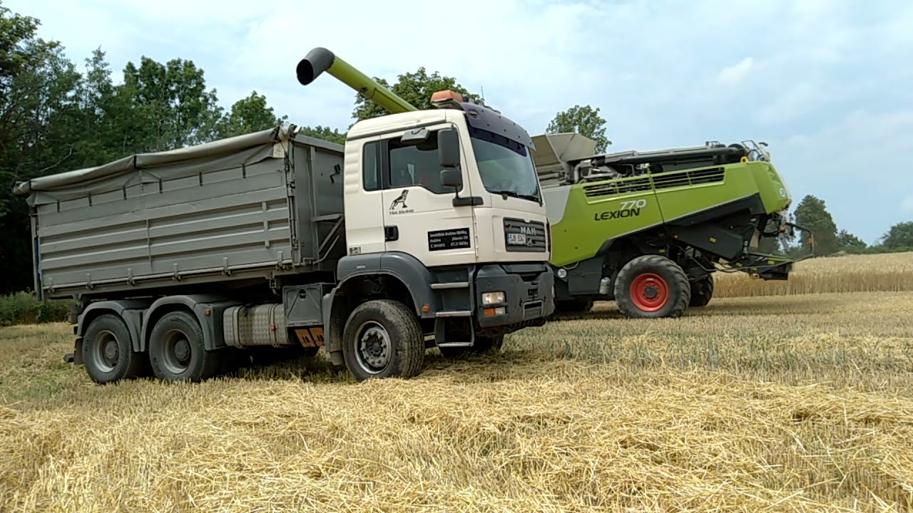 Žně 2021 Ozimný Ječmen 2x Claas Lexion 770 terra trac, John Deere 7920, Man TGA 33.410
