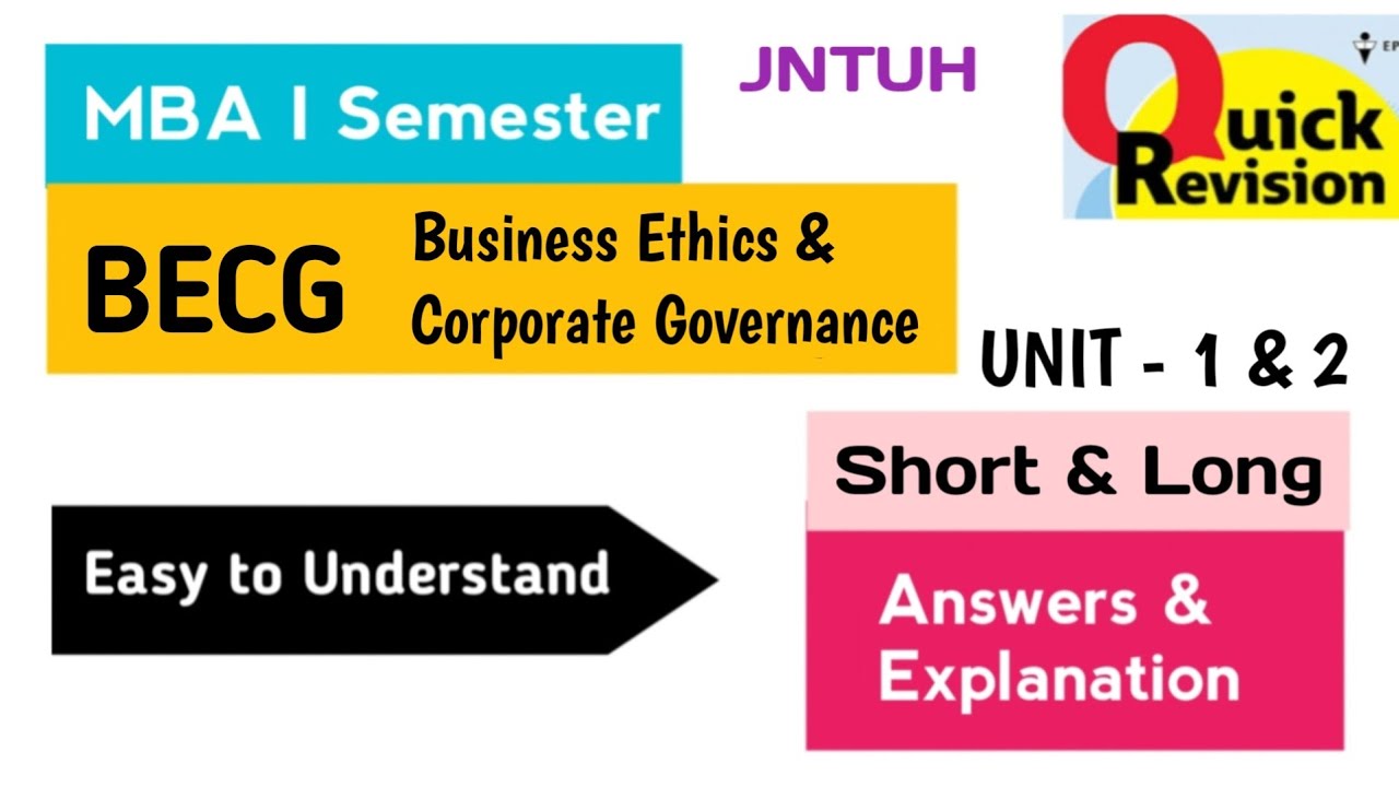 Business Ethics & Corporate Governance Important Long Questions Answers Quick Revision 2025 MBA I