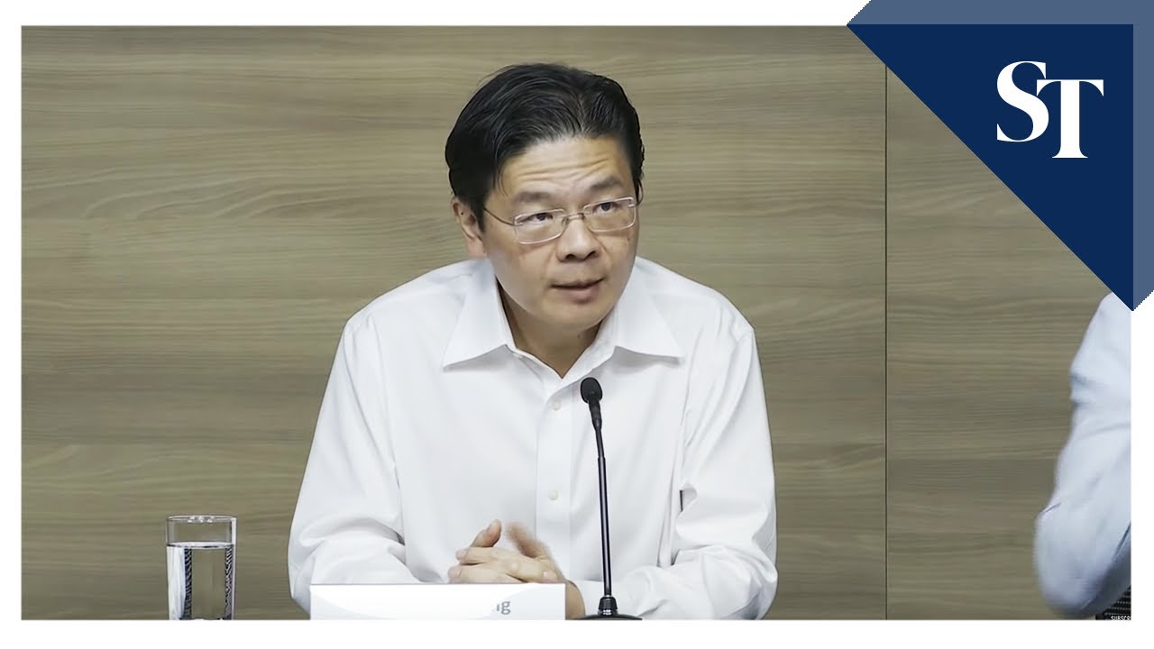 National Development Minister Lawrence Wong speaks at a press conference on the coronavirus outbreak