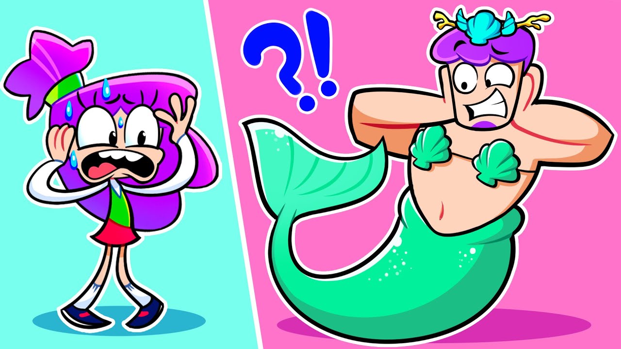 Dad Tries Mermaid Makeup! 💄🧜‍♂️ Viv and Denny’s Hilarious Makeover Challenge | Kids Cartoon!