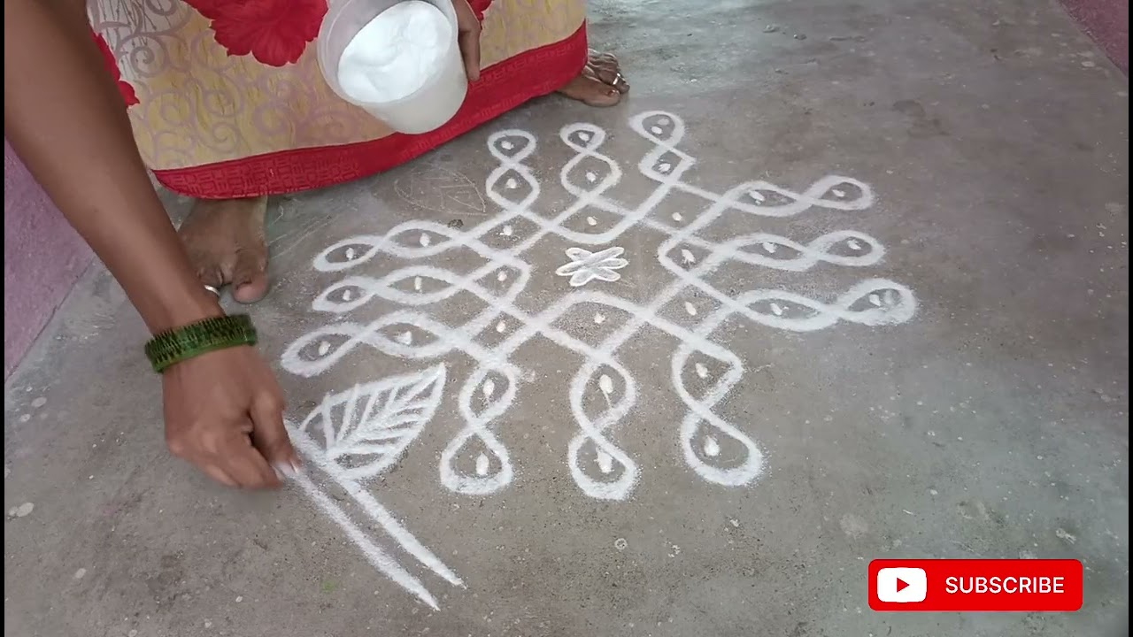 💐7*3*3 dots kampi kolam  #pulli kolam easy kolam daily kolam#simple kolam 