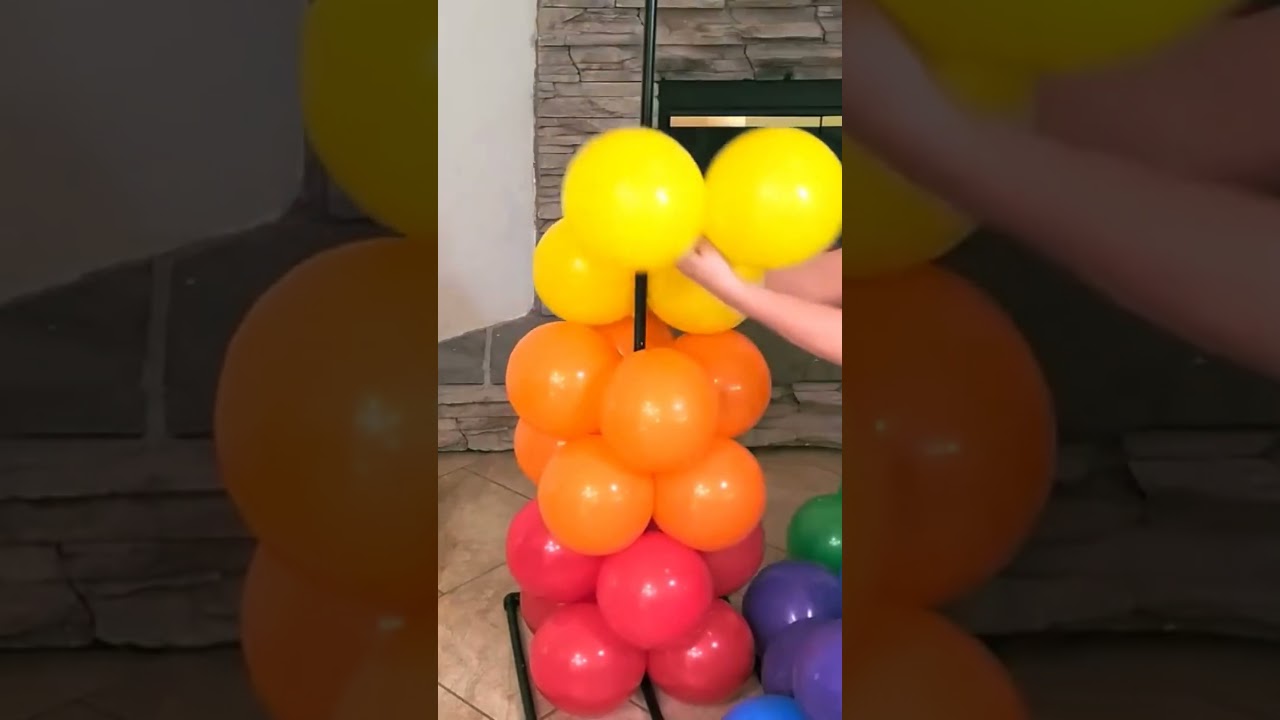 🌈 Fastest Way to Build a Balloon Column! 😲✨ Rainbow Edition