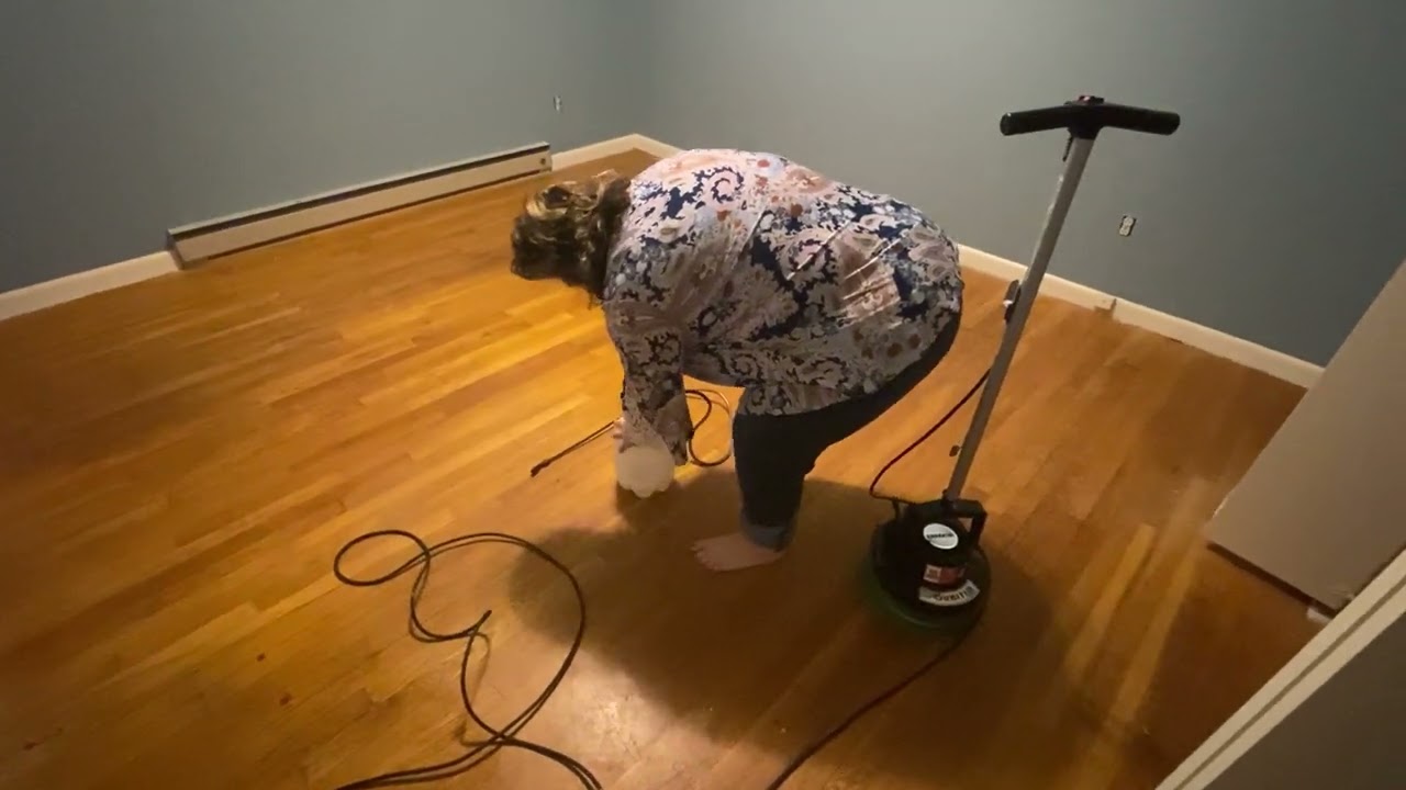 Scrubbing hardwood floors with Oreck Orbiter Ultra