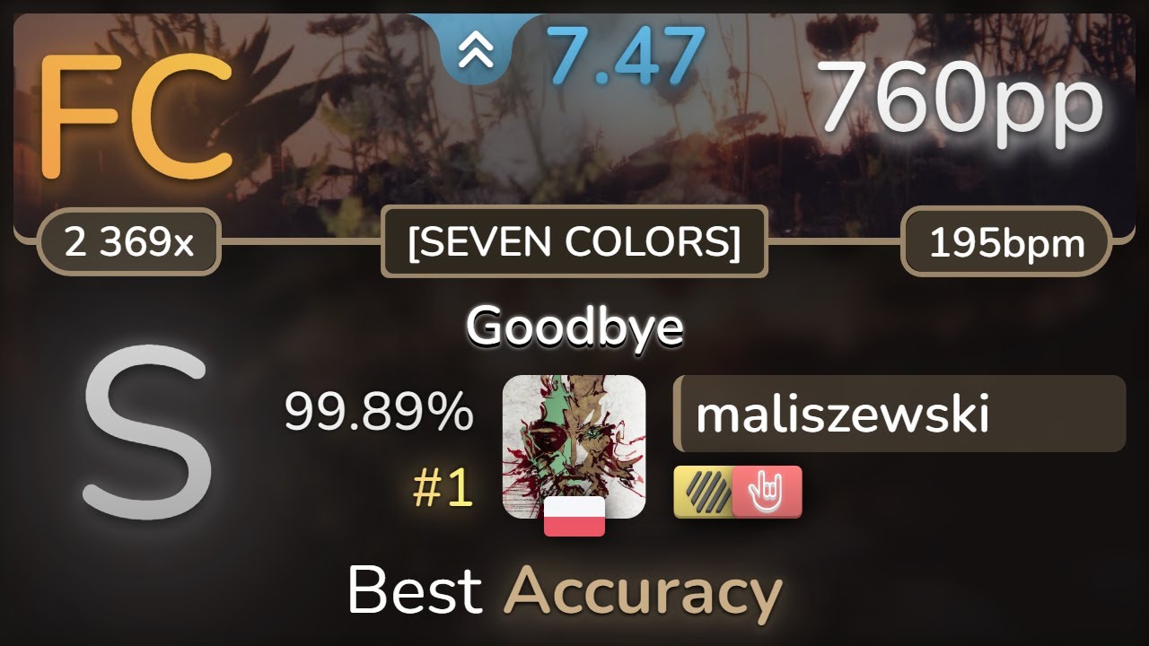 maliszewski | DJKurara - Goodbye [SEVEN COLORS] +HDHR 99.89% (#1 760pp FC) - osu!