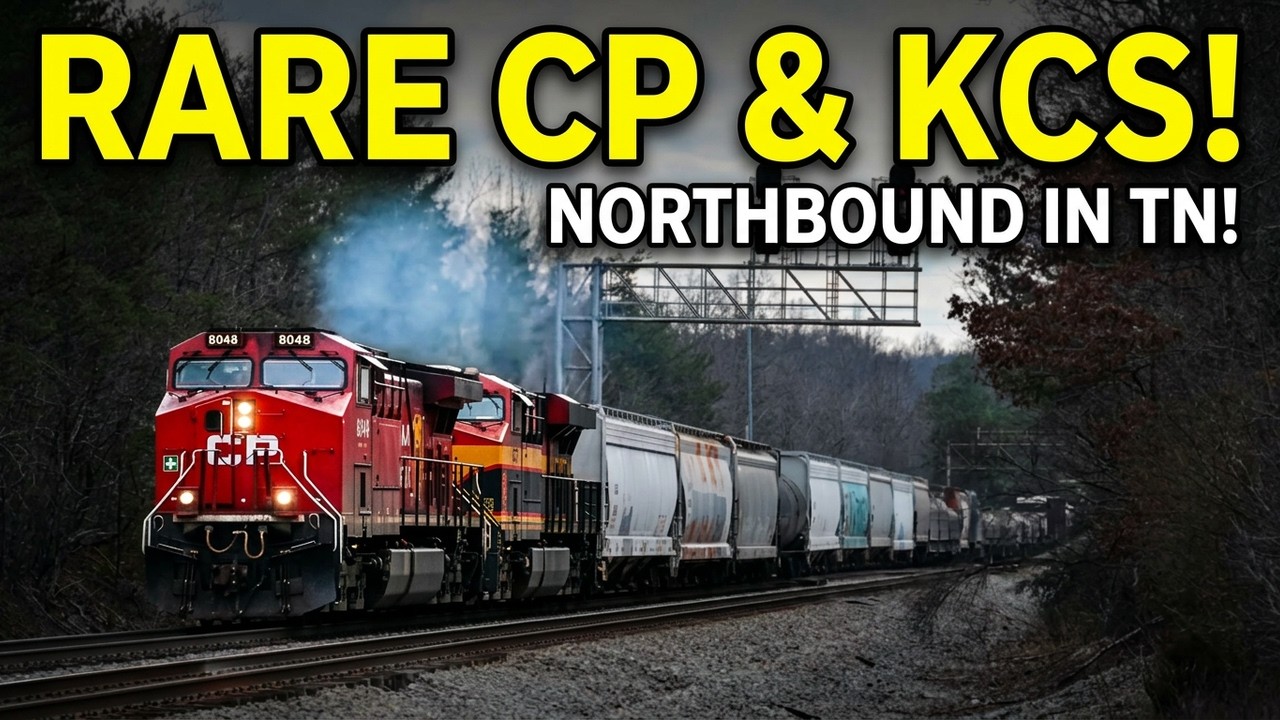 Canadian Pacific & Kansas Southern locomotives roll north thru Sunbright TN.