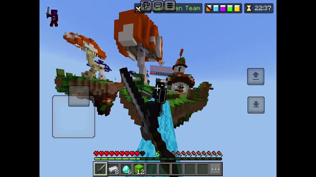 Playing bedwars in Minecraft 