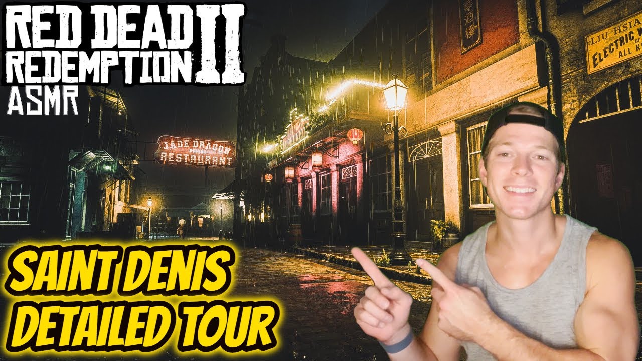 ASMR Gaming: Red Dead Redemption 2 | A Detailed Tour Of Saint Denis - Gum Chewing & Whispering