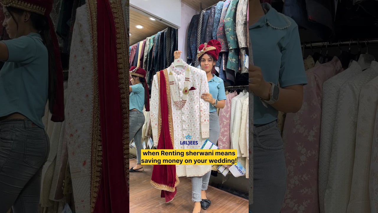 Men's wedding sherwani for rent 😍#groom #sherwani #outfit #rent #shaadi #yt #shiyarajput #laljees