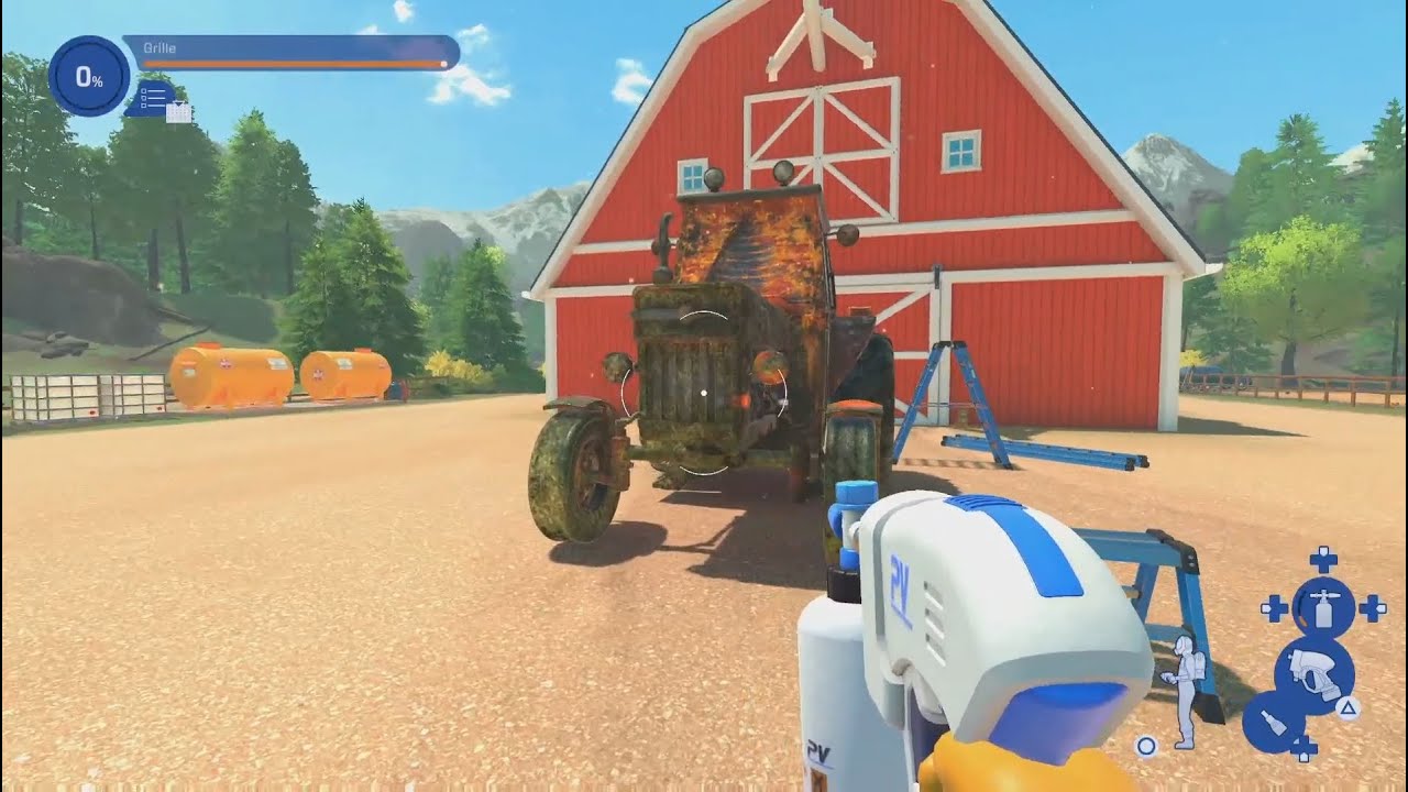 Gross to Sparkling Tractor leaning in Power Wash Sim 2 #microdontgiveaf #powerwashsimulator