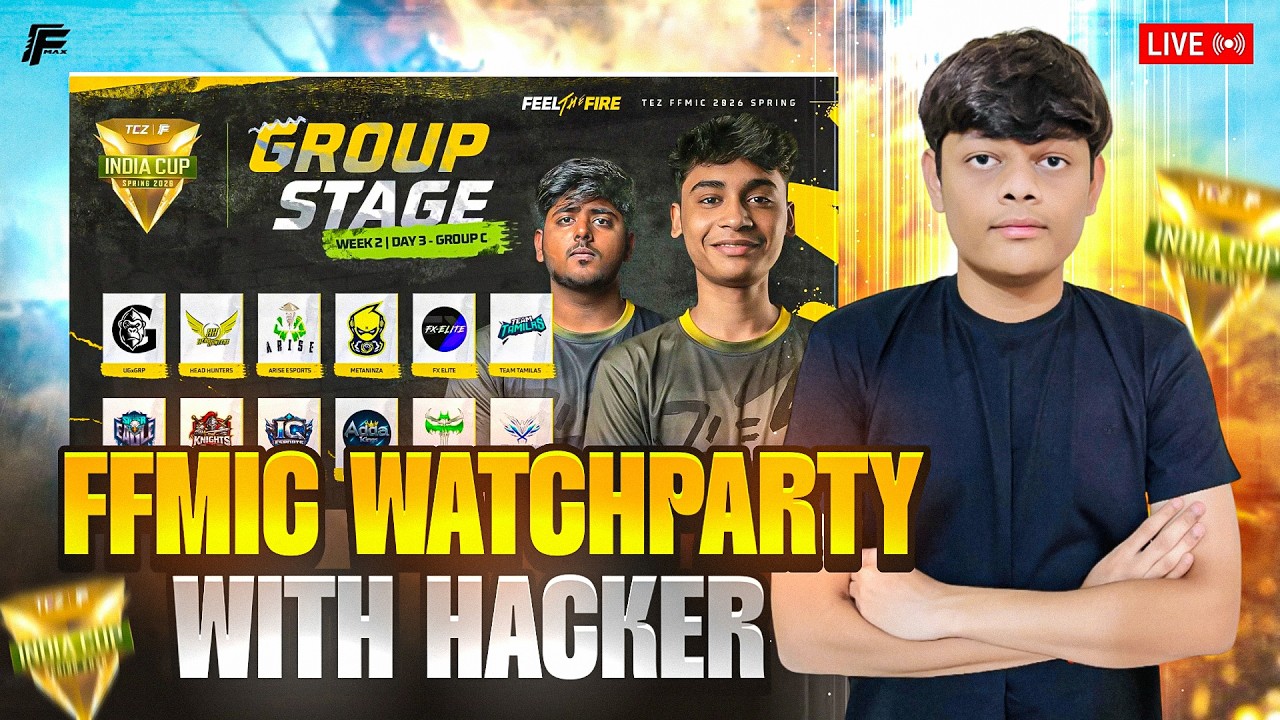 🔴 LIVE 🔥 FFMIC 2026 India Cup Spring | Week 2 Day 3 | Group C Watch Party | Free Fire MAX