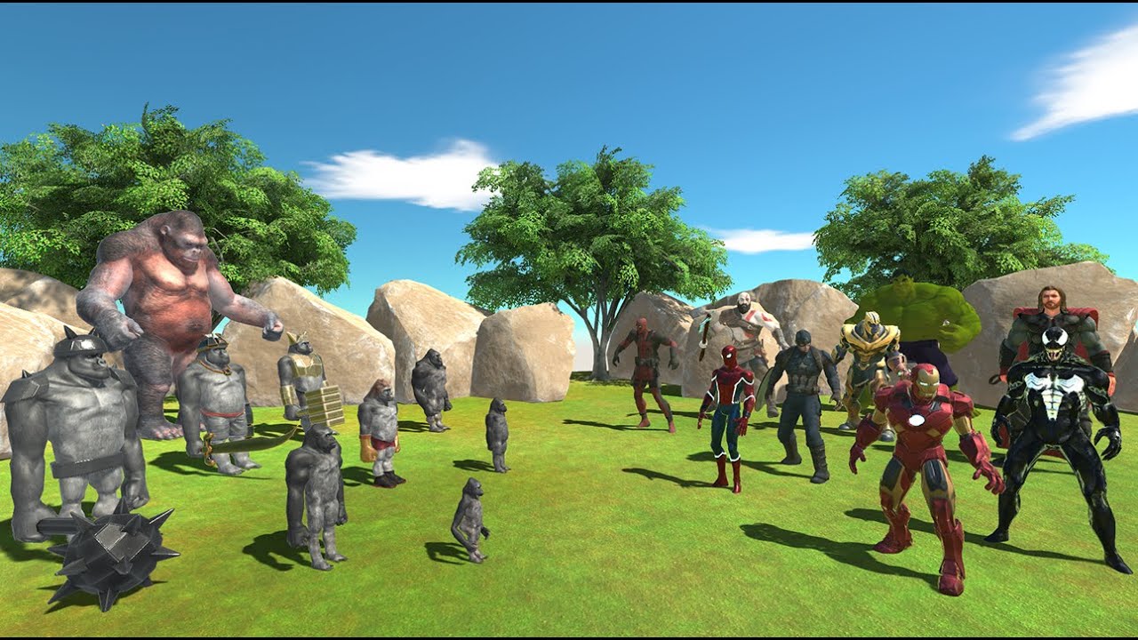 Mutant Primate Army vs Superhero Team – Animal Revolt Battle Simulator