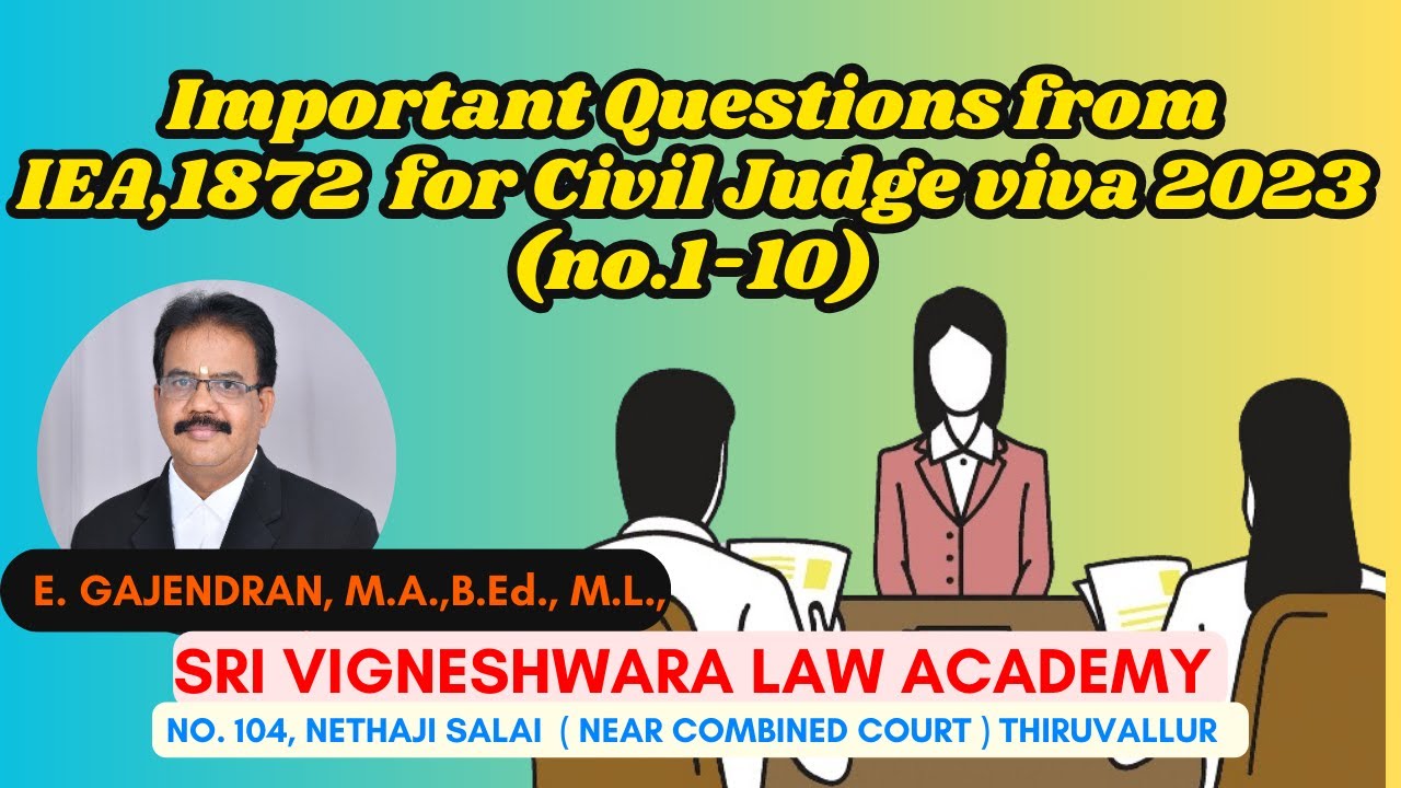 Important Questions from IEA,1872  for Civil Judge viva 2023 (no.1-10)  | IN TAMIL
