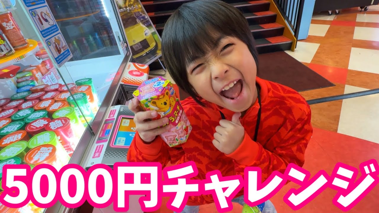 【クレーンゲーム】みなくんの5000円チャレンジ！　何コゲットできるかな？