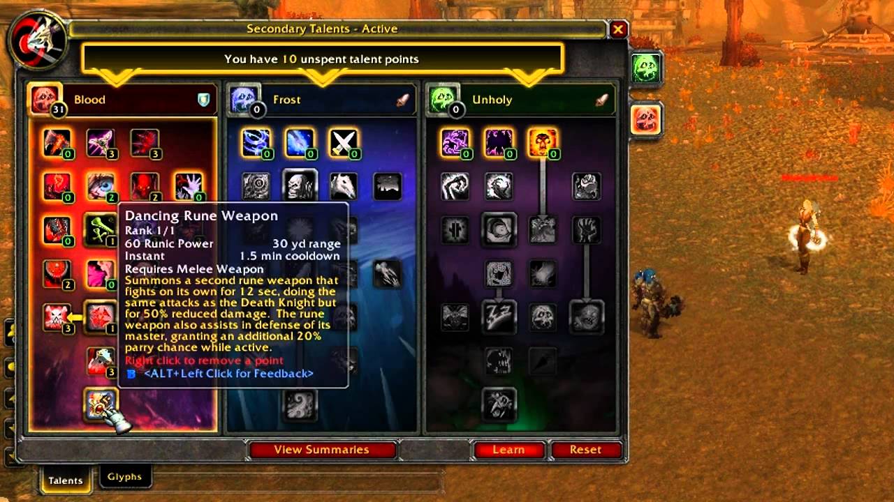 Warcraft - Cataclysm: Blood Death Knight (Tank) Changes: Talent Tree Revamp, Ability Changes