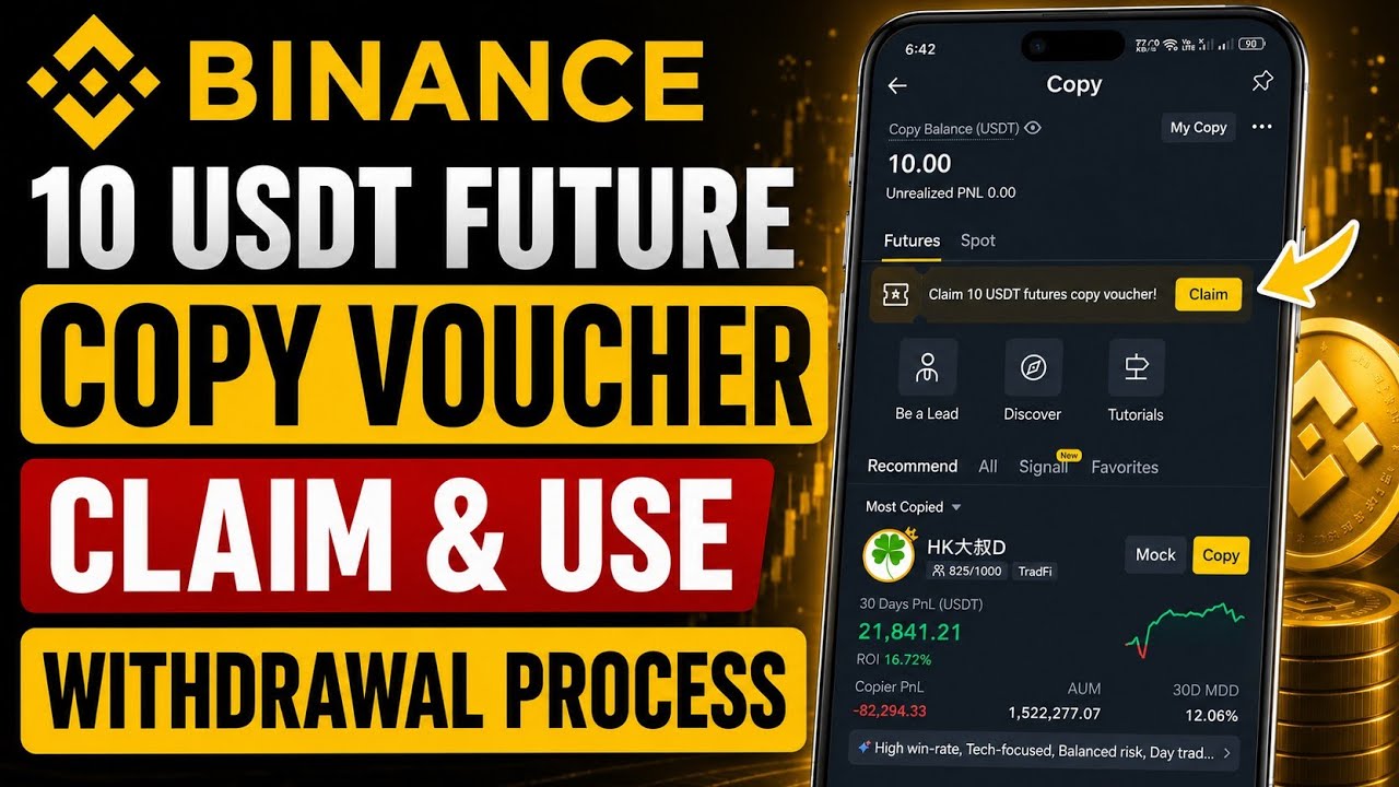 Binance Exchange $10 USDT Future Copy Voucher Claim & Use Process | Binance Future Copy Voucher 