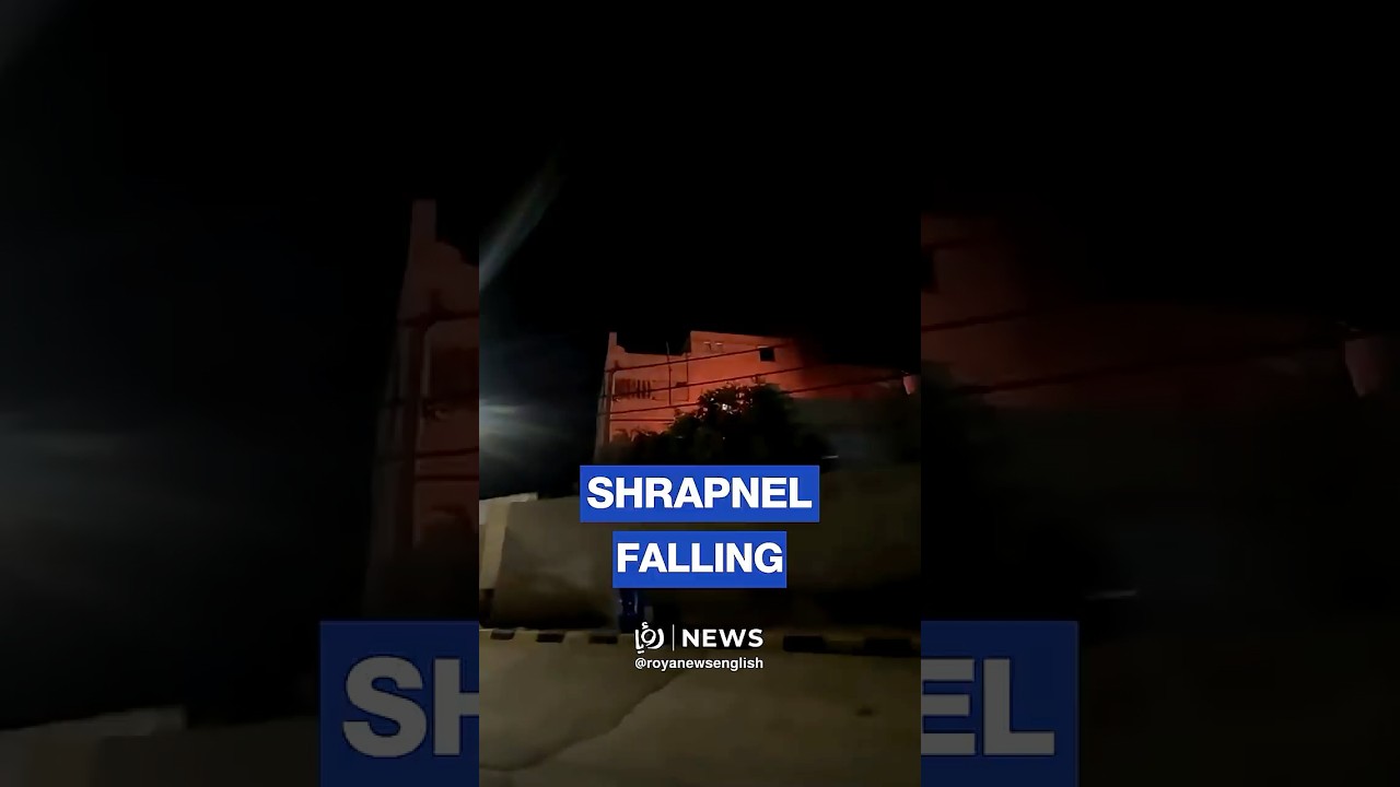 Moment shrapnel from missile projectile falls in Jordan's Ramtha district