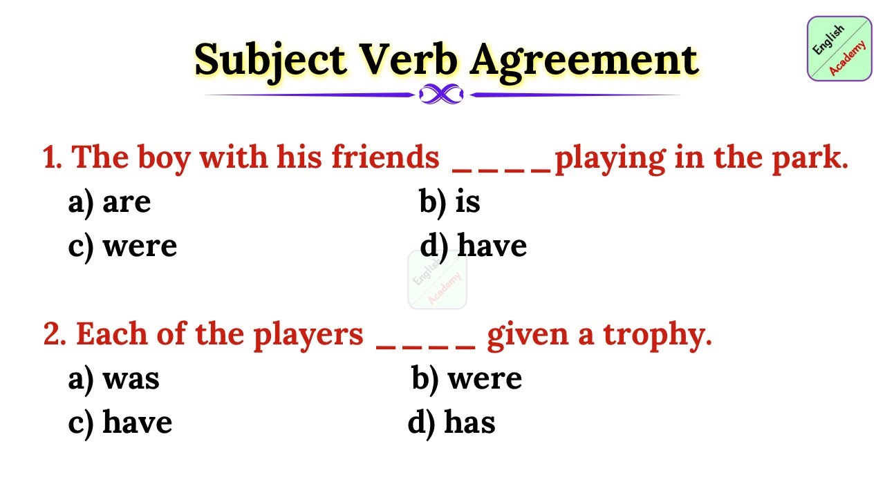 Subject Verb Agreement 18 #englishacademy #subjectverbagreement