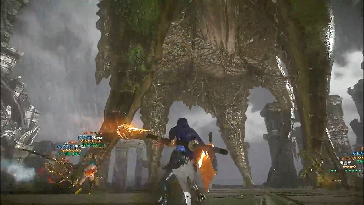 Monster Hunter Online - S Challenges Yama Tsukami Party 8 Player No UI Gameplay