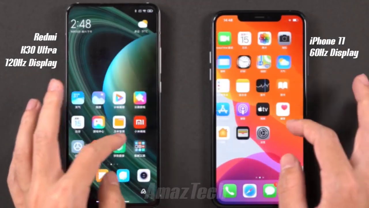 MIUI 12 ( 120Hz ) vs iOS 14 ( 60Hz ) - Side By Side Comparison