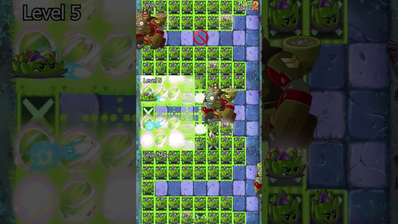PvZ 2 - Plant Food Ability - Dartichoke Team Level 1, 5, Max Vs Sky Gargantuar Zombies 