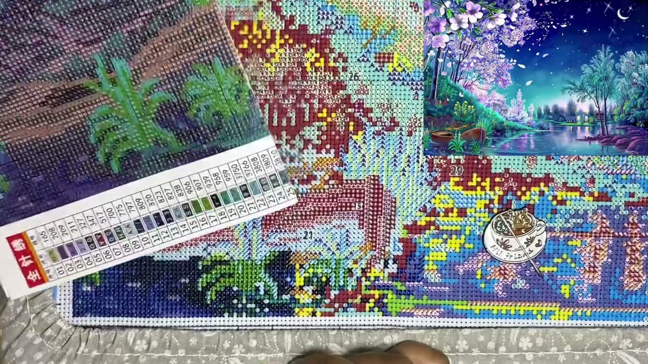 Flosstube #59 Stitch with me | Continuing The FGOBY Stamped Cross Stitch | Stitchery Lovers