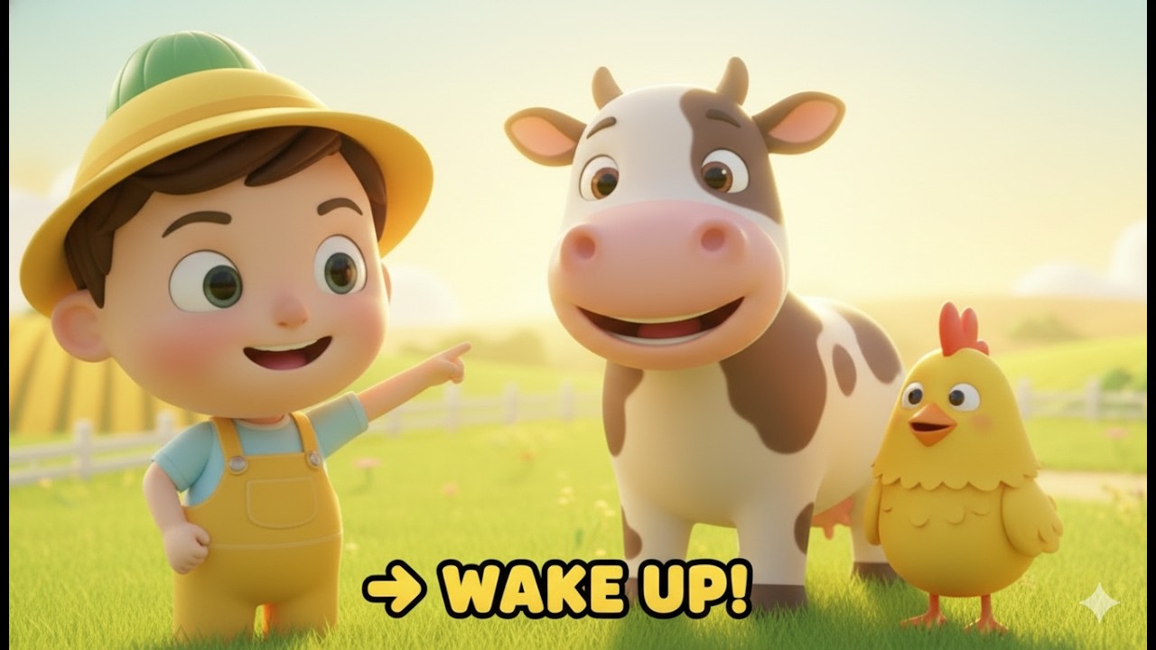 Wake Up Farm Animals 🐄🐔 Morning Song | Animal Sounds for Kids | Preschool Learning Songs